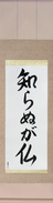 Japanese Hanging Scroll - Not Knowing is Buddha (shiranu ga hotoke) (VS3A)
