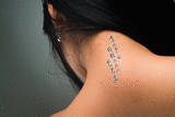 Japanese In this world of ours, We walk above hell, Gazing at flowers Tattoo by Master Japanese Calligrapher Eri Takase