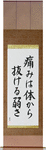 Pain is Weakness Leaving the Body Japanese Scroll by Master Japanese Calligrapher Eri Takase
